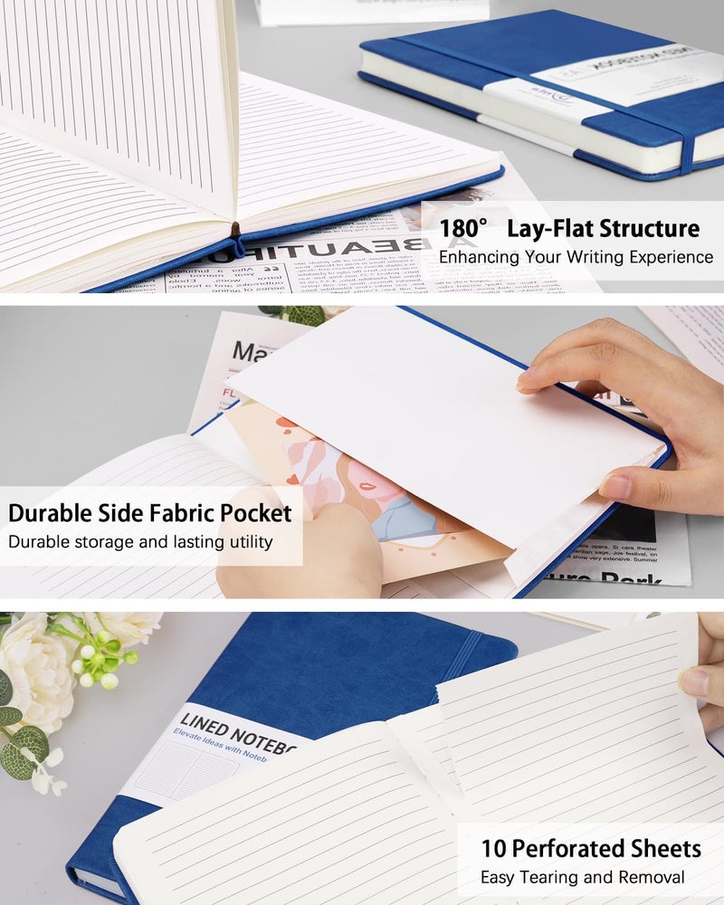 Dynta Hardcover Journal Notebooks, 10 Packs A5 Lined Journals Bulk for Writing 200 Pages/100Sheets, 8.4 x 5.8 inch, Classic Ruled Notebook for Work/Travel/College/Note Taking(Blue) - Image 3